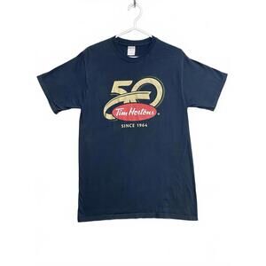 Tim Hortons 50th Anniversary T-Shirt Black on JERZEES Tag Size Medium